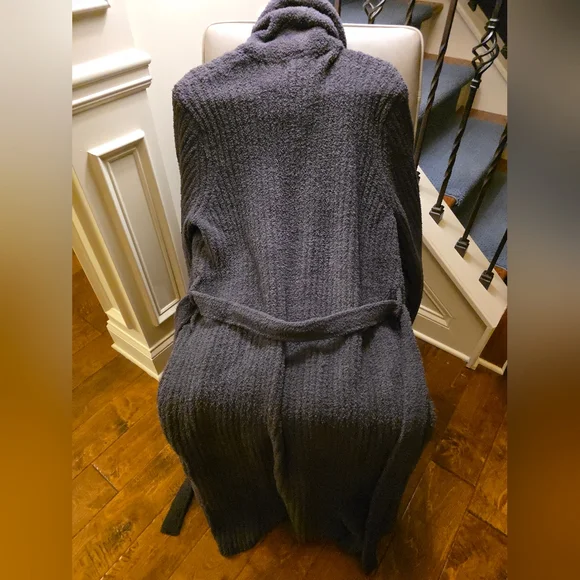 Barefoot Dreams Eco CozyChic Ribbed Robe Sz 2 Christmas Gift Carbon Charcoal - Picture 13 of 16